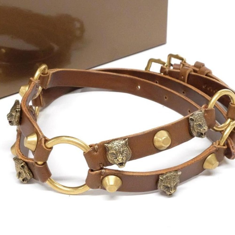Gucci Brown x Gold Tiger Feline Head Choker 240252 - Picture 10 of 12